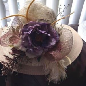 Straw Hat with Purple Flower